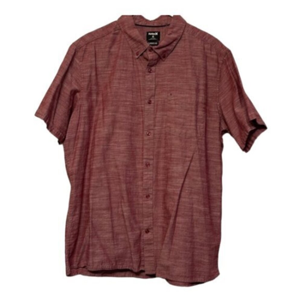 Hurley Casual Button Down Red Shirt Classic Fit Size XL EUC #1205